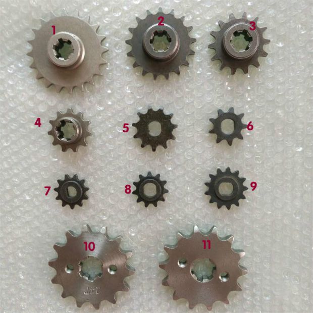 Xăng xe điện T8F pinion mini xe điện động cơ 25H xích tấm 420 428 bánh răng - Xe máy Gears Bộ nhông sên dĩa Dream