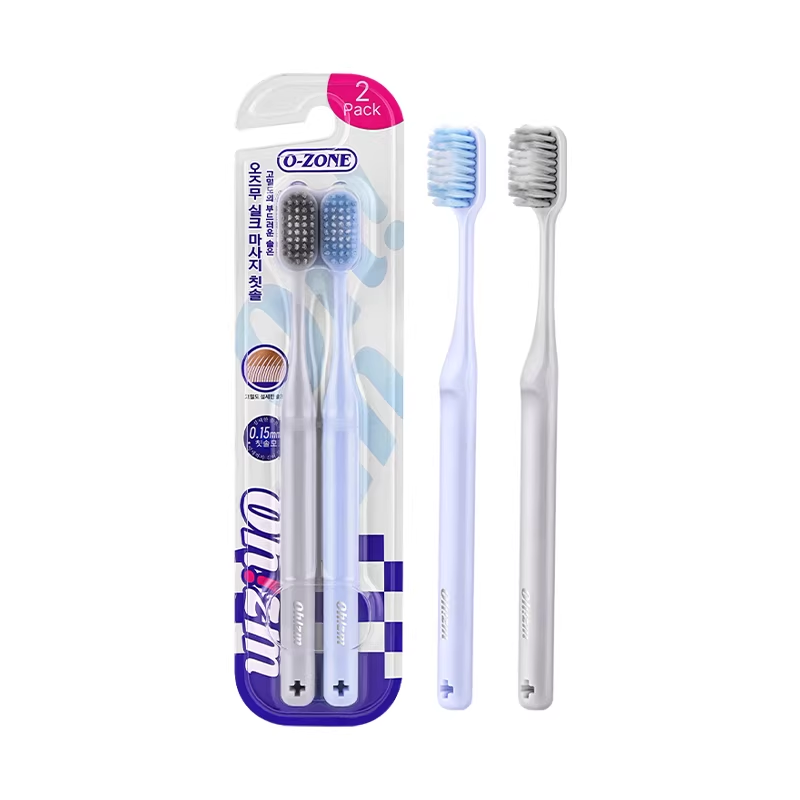 【自营】欧志姆纤柔宽头洁净护龈牙刷成人家庭极简尖头家用2支装