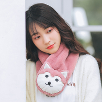 Scarf female students cute Korean version of Joker Girl ins fluffy thick warm soft sister scarf cartoon