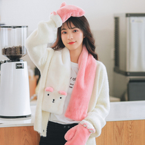 Scarf female winter student Korean version of Wild Girl cute Japanese autumn and winter with gift box gloves two-piece