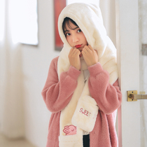 Hats scarves gloves three-piece one-piece scarf female birthday gift box set Winter girls