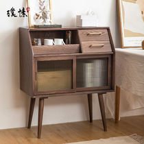 Dining side cabinet narrow solid wood modern minimalist close to wall all-day ultra-thin living-room side cabinet light lavish floor kitchen