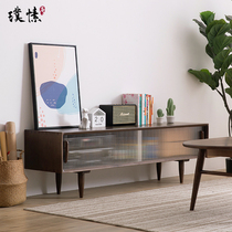 Solid wood TV cabinet full solid wood living room modern minimalist small family Mini ultra narrow ultra-thin small size TV cabinet
