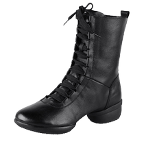 Qi Xuan Danse dhiver Bottes Filles Midcylindre Bottes de Genuine Cuir à fond doux New Long Drum Square Dance Boots Water Soldiers Dancing Boots