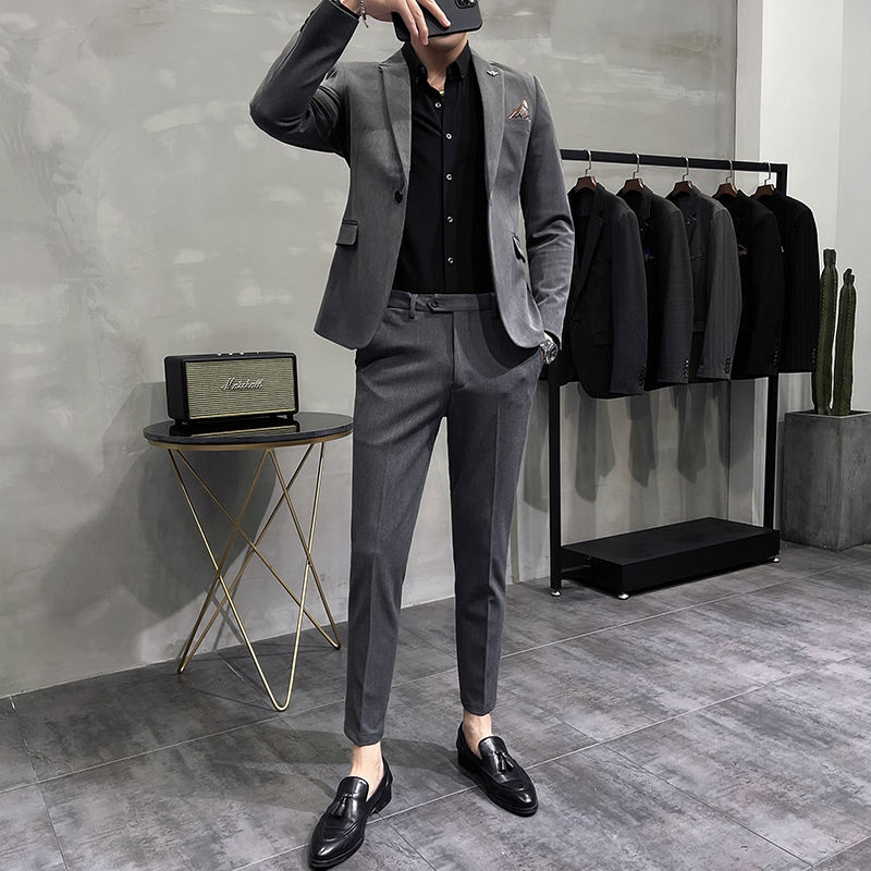 Spring and Summer Handsome Casual Small Suit Men's Suit Slim Fit Korean Style Suit Jacket Groom Wedding Dress Groomsmen Suit