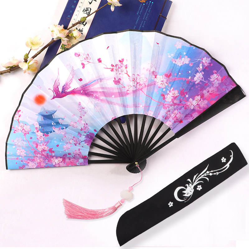 Double-sided antique 9-inch fan silk cloth folding fan male fan Chinese style girls Hanfu accessories summer portable folding fan