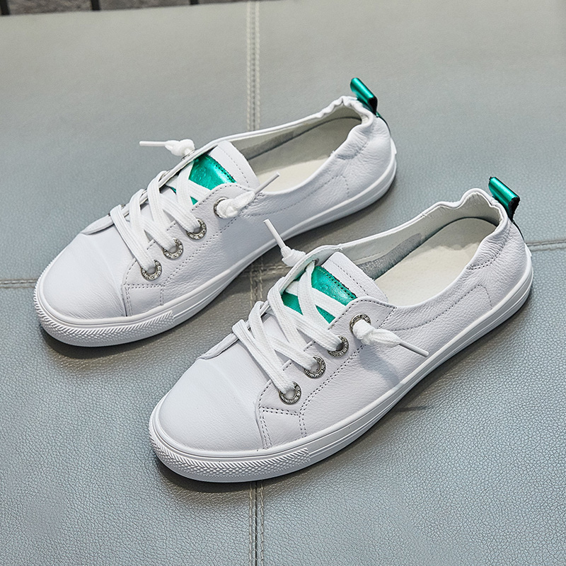 Small white shoes woman 2021 new exploits summer soft bottom soft face light mouth comfort genuine leather soft women shoes flat flat shoes