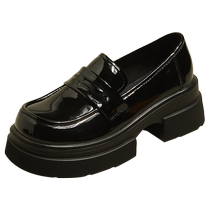 BEIXIN SOFT CUTE Sweet Ensemble ~ Lacquered Leather Bright Face Soft Leather Bursting With Small Leather Shoes Women Jk Matching Dresses A Foot pedal Single shoe