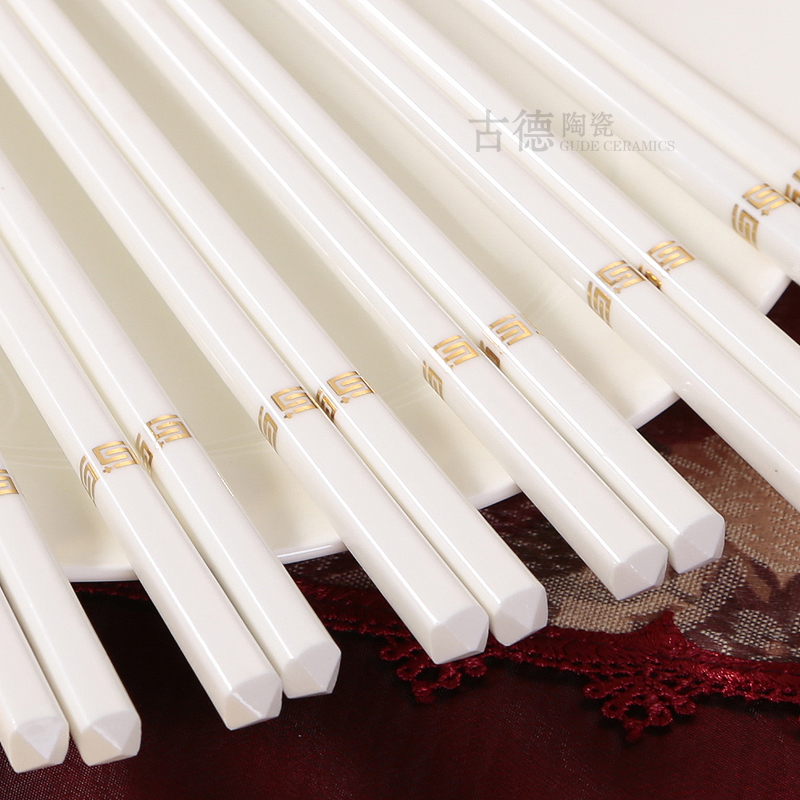 Jingdezhen 10 pairs of authentic high - grade ivory chopsticks gift suit European informs the fast ipads porcelain ceramic tableware