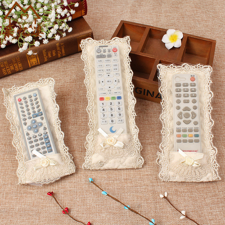 European high-end cloth remote control protective lace embroidery dust cover TV set-top box remote control set