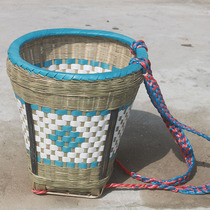 Bamboo braided small back basket back basket plastic bamboo back basket adult household large grocery shopping storage bamboo basket basket basket back basket