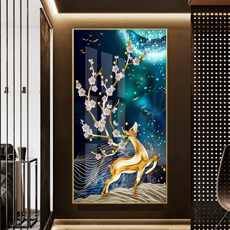 Crystal porcelain painting light and luxurious Kanto aisle Decorative Painting Modern Minima Living Room Background Wall Painting Dining Hall Office Wall-mounted Painting