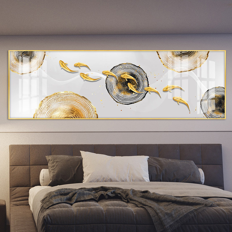 Bedroom Bedside Painting Modern Minimalist Decoration Painting Living Room Bookhouse Hanging Painting Hotel Guest House Nine Fish Figure Wall Painting Hanging Painting