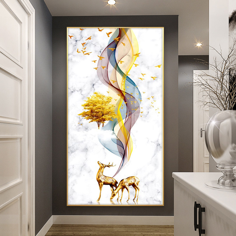 Xuan Guan Decoration Painting Modern Brief Corridor Vertical Version Entrance Door New Chinese Genguan Painting Wall Mural Corridor Aisle Painting