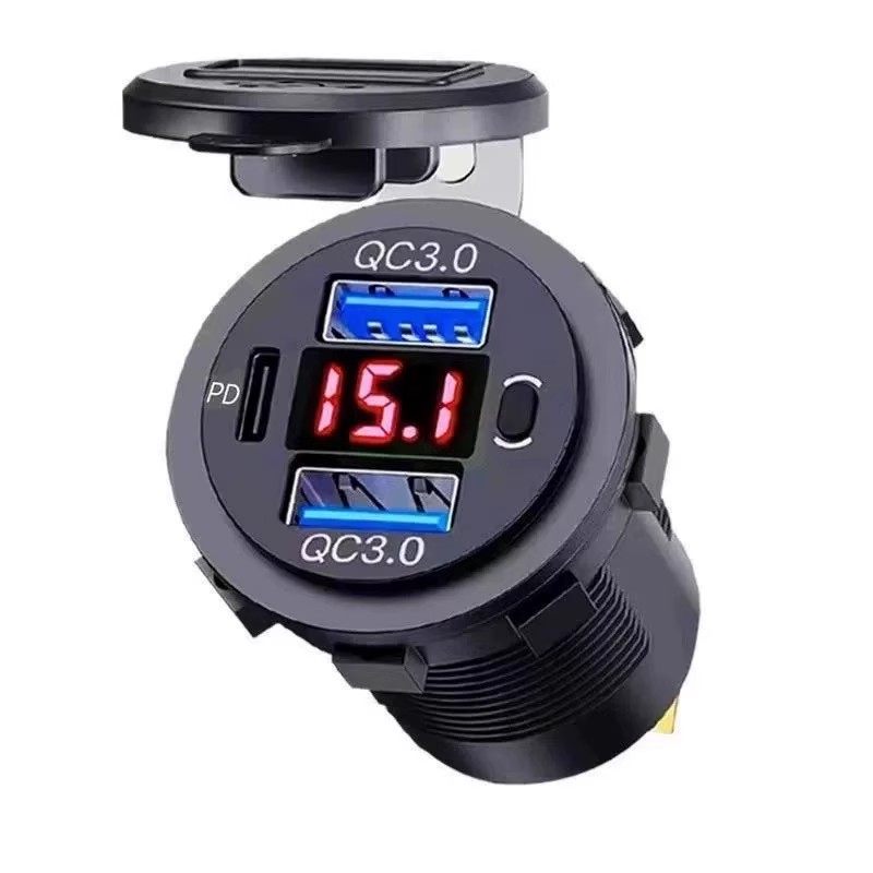 Car and Motorcycle USB Charging Port 12V Cigarette Lighter Modification Car Fast Charger Electric Vehicle Mobile Phone Charger