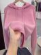 Fashionable Age-Reducing Pink Hooded Knitted Sweatshirt for Women, Suitable for Autumn and Winter, Can Be Worn as Outerwear or as an Inner Layer, Covers the Body to Look Slimmer, Super Pretty Long-Sleeved Top