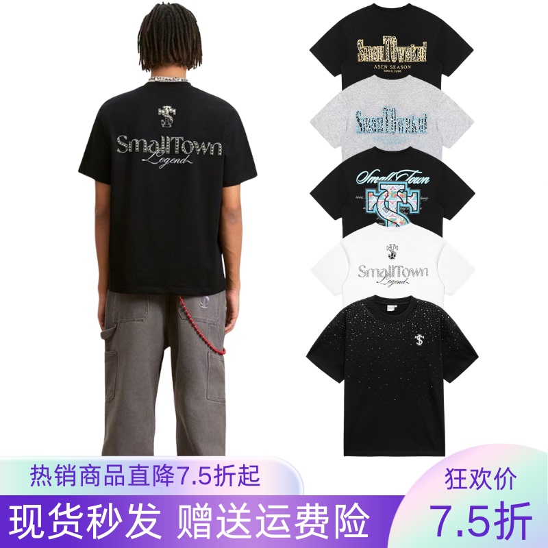 Stk Small Town American Retro Casual Loose-Fitting Unisex Ethnic Style Printed Short-Sleeve T-Shirt