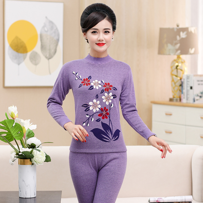 Trung niên ấm già đồ lót bộ nữ quần dày cộng với nhung ông già mẹ quần áo cotton mùa thu mùa thu đang lớn mùa đông lạnh.