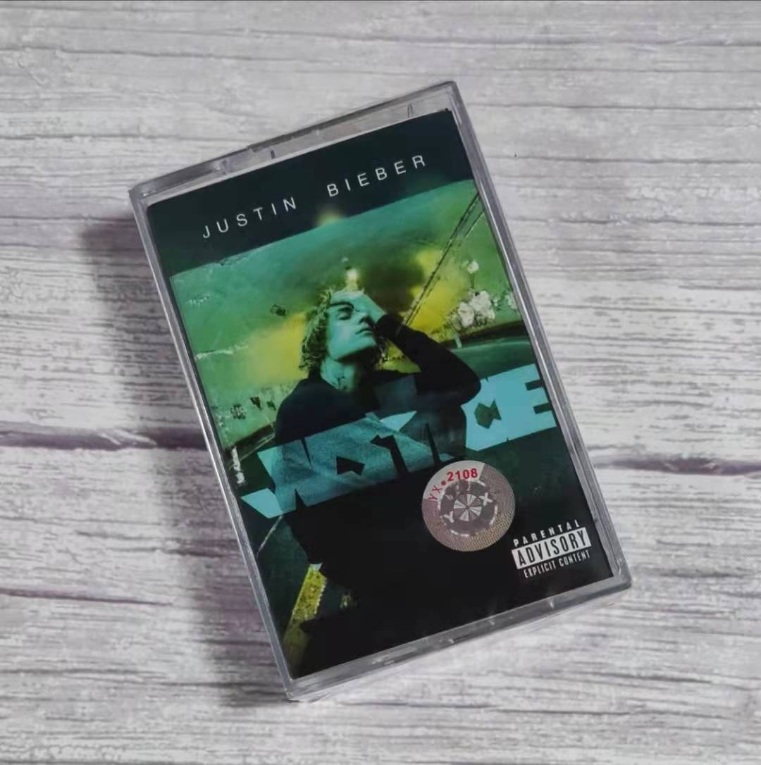 Justin Bieber justin bieber new album JUSTICE retro with an audiotape card with brand new