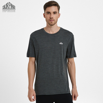 SURPINE mens Merino wool sports short-sleeved T-shirt fitness outdoor sweat-wicking quick-drying round neck top