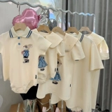 Пляжная летняя футболка polo, детское платье, семейный стиль