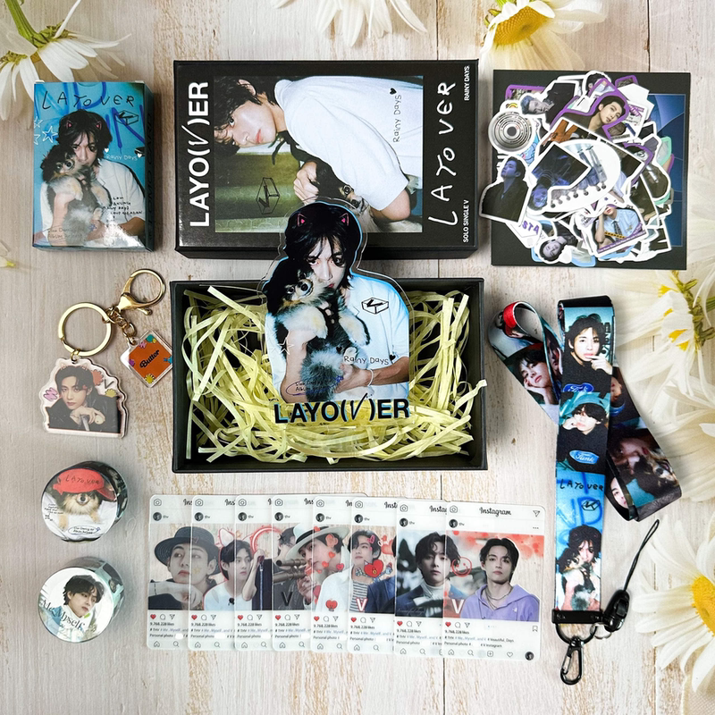 Bts V Kim Taehyung Merchandise Gift Box Birthday Solo Album Layover Keychain Stickers Bts V Kim Taehyung Merchandise Gift Box Birthday Solo Album Layover Keychain Stickers