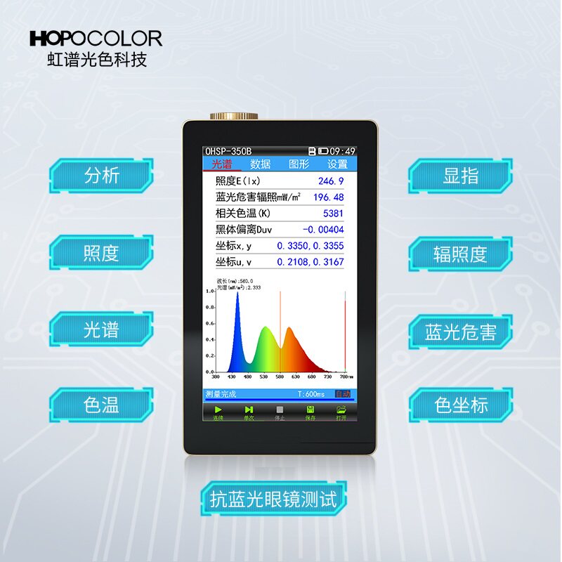 OHSP350B红蓝光治疗光谱仪蓝光辐照度测试仪波长视网膜蓝光分析仪