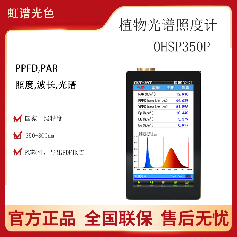 OHSP350P Plant Light Analyzer Color Illuminance Meter Professional PAR Detection LED Spectrum Growth PPFD