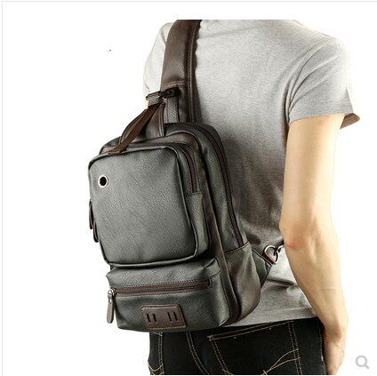 Hong Kong men's bag trend leather messenger big chest bag outdoor sports oblique backpack street men's shoulder cross bag