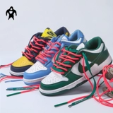 Адаптированный Nike Dunk James White Green Смешающий корень синего, желтый и красный OW -кино -кино -апельсиновый Celtics Shoolaces