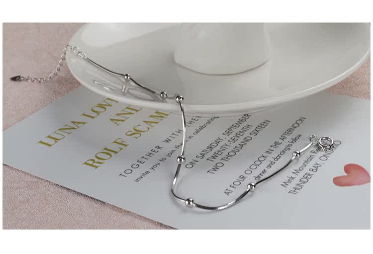 Chuỗi hạt nhỏ bóng mịn chuỗi xương S925 vòng chân bạc thời trang thanh lịch khí chất nữ mùa hè xu hướng thời trang trang sức lắc chân vàng trắng