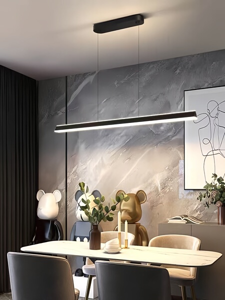 Gujiayi Linear Dining Room Pendant Light Modern Minimalist Table Lamp Long Strip Minimalist Personality Home Dining Room Tea Room Bar Counter Light