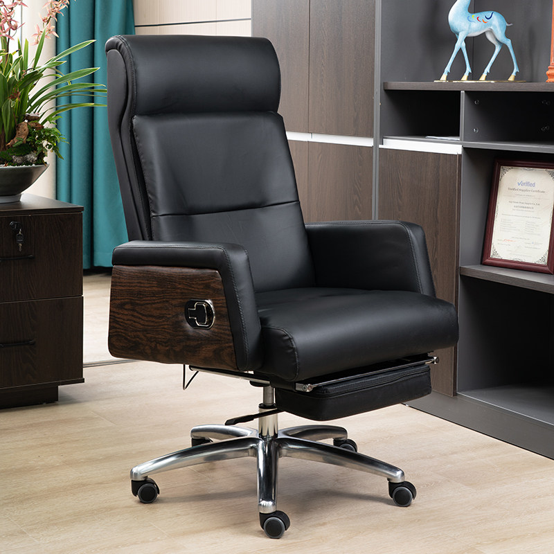 Leather boss chair office chair comfortable sitting in computer chair business household can lie massage chair engineering computer chair