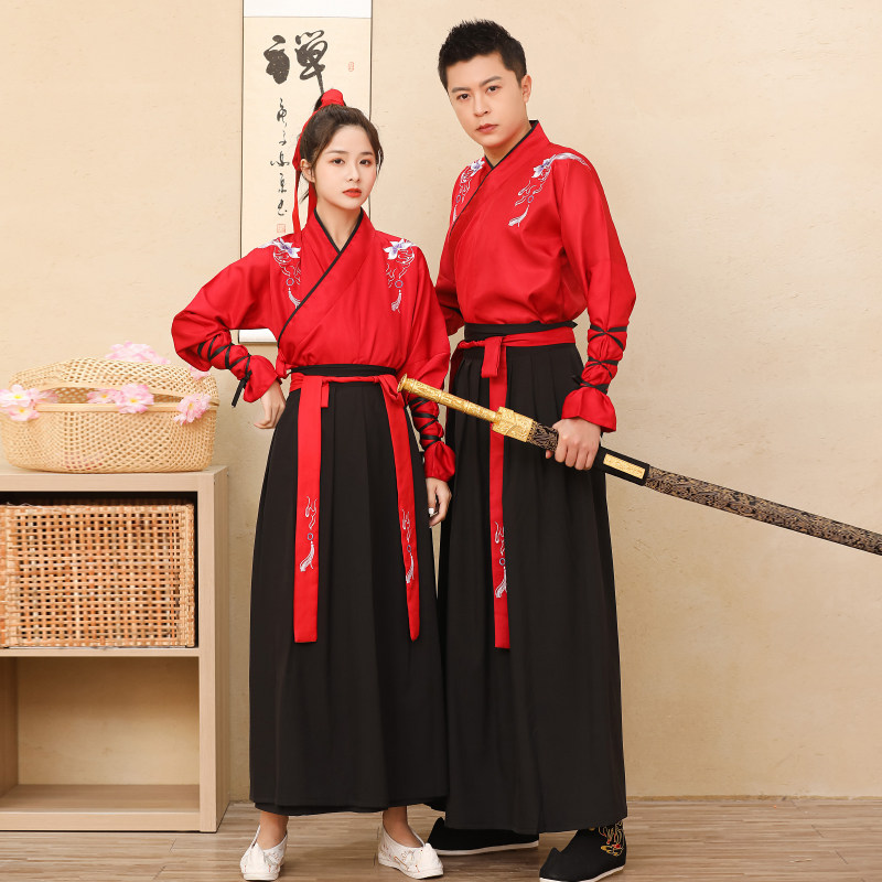 Wuxia Handmaid's Female China Wind Improvement Black Bow Air collar Qi waist Skirt Student Ancient Wind Class Clothing ancient clothes