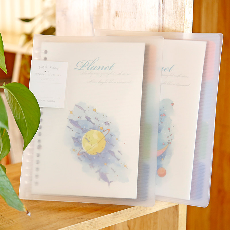 A5B5 removable loose-leaf This PVC small fresh live page clip loose-leaf notepad stand-out for students Classroom notebook 20 holes 26 holes 30 holes horizontal line This creative day notebooks notebooks