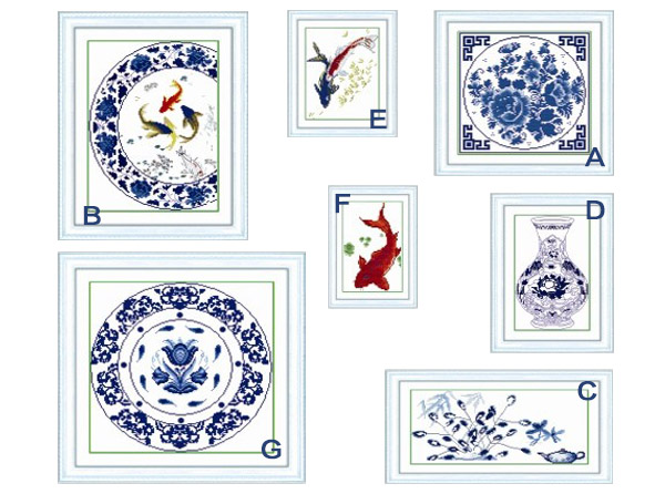 China full of blue and white porcelain cross - stitch, hang a clock and watch classic elegant orchid send.mute seven economic the draw background wall movement restaurant