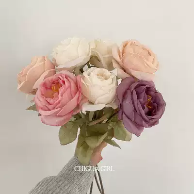 大頭仿乾燥花玫瑰花ins韓國輕奢裝飾擺飾餐客廳假花仿真花家居花束