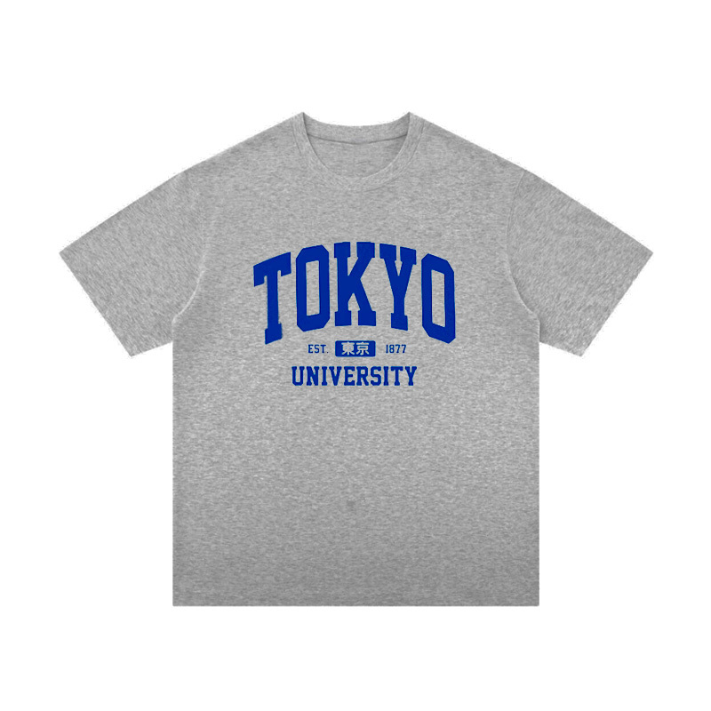 Tokyo University of Japan Short-Sleeved T-Shirt for Male and Female International Students, Loose-Fitting, Japanese Style, Niche, Pure Cotton, Summer Half-Sleeve