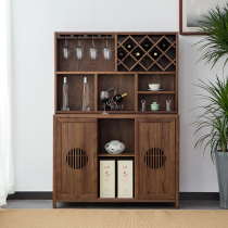 New Chinese solid wood wine cabinet Black Walnut modern simple dining side cabinet Old Elm solid wood tea cabinet Storage locker