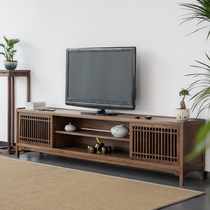 New Chinese solid wood TV cabinet Living room TV cabinet Simple classical old elm black walnut bedroom low floor cabinet
