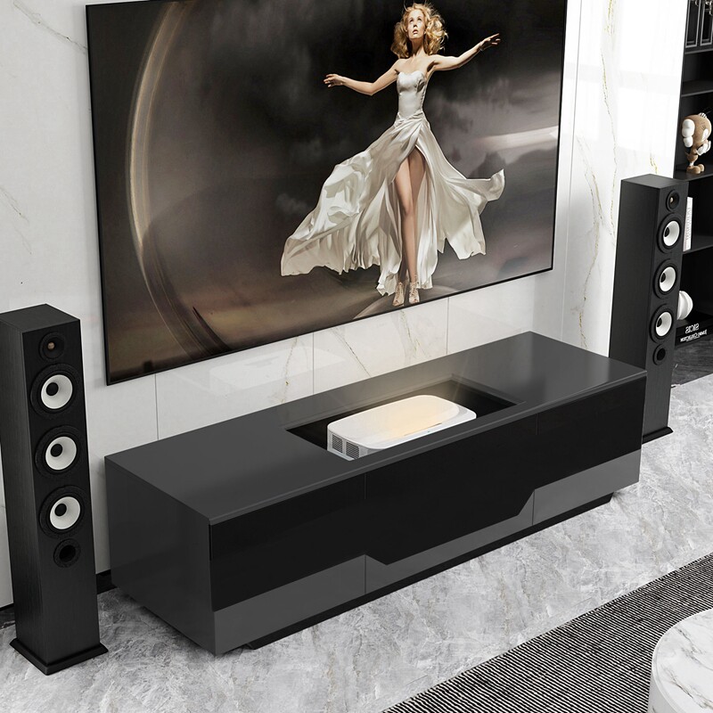 Denmeike Laser Projector Special Tv Cabinet Smart Electric Telescopic Table Synchronous Opening and Closing Tv Cabinet