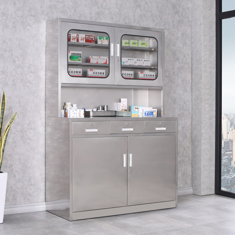 Stainless Steel Western Medicine Cabinet Medical Equipment Cabinet Medicine Cabinet Sterile Cabinet Clinic Medicine Operating Desk Locker File Cabinet