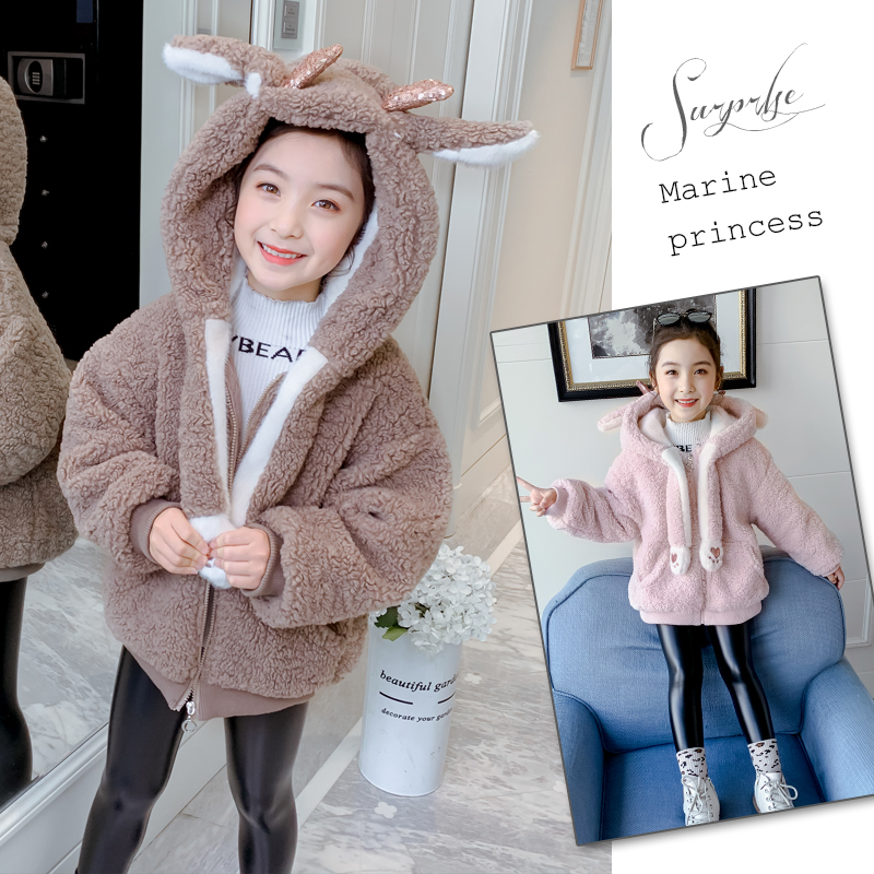 Female Baby Cute Ear Motion Coat Winter Dress Girl Thickening Clip Cotton Wool Sweater Special Meng Child Clothing