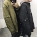 Hồng Kông phong cách thời trang ulzzang dày đồng phục bóng chày mùa đông màu đen xu hướng áo khoác nam mùa đông Harajuku gió áo khoác áo khoác nam có mũ Bông
