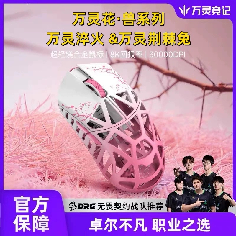 Wanling Huashou Standard Pro Gaming Mouse Lightweight Magnesium Alloy Wireless 8K Medium Size 39g Endless Summer