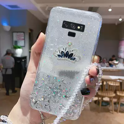 Samsung galaxy note9 sm-n9600 mobile phone protective case and tempered film not9 protective cover n9600 glitter diamond-encrusted special nine all-edging female cute