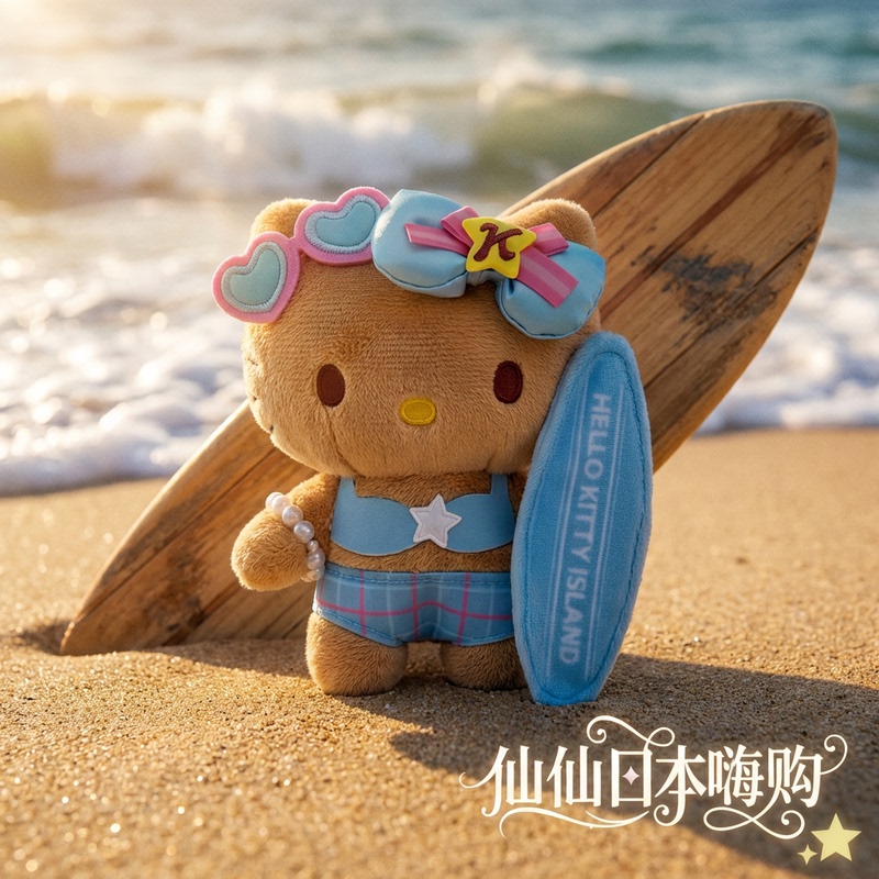 Japanese Authentic Hawaiian Black Surf Kt Bag Pendant Plush Doll Keychain Decoration Birthday Gift