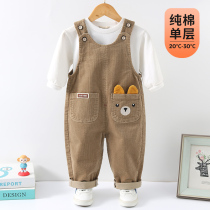 Baby overalls spring and autumn pure cotton boys fashionable childrens corduroy one-year-old infants spring baby boy pants