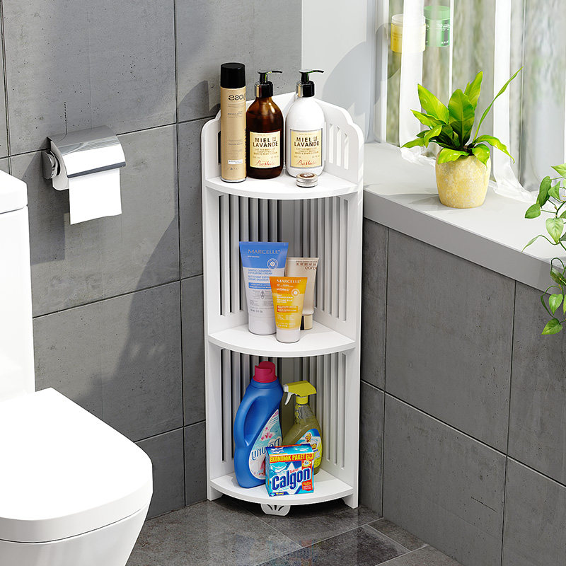 Toilet corner wall hanging floor bathroom toilet floor waterproof triangle multi-layer collection rack