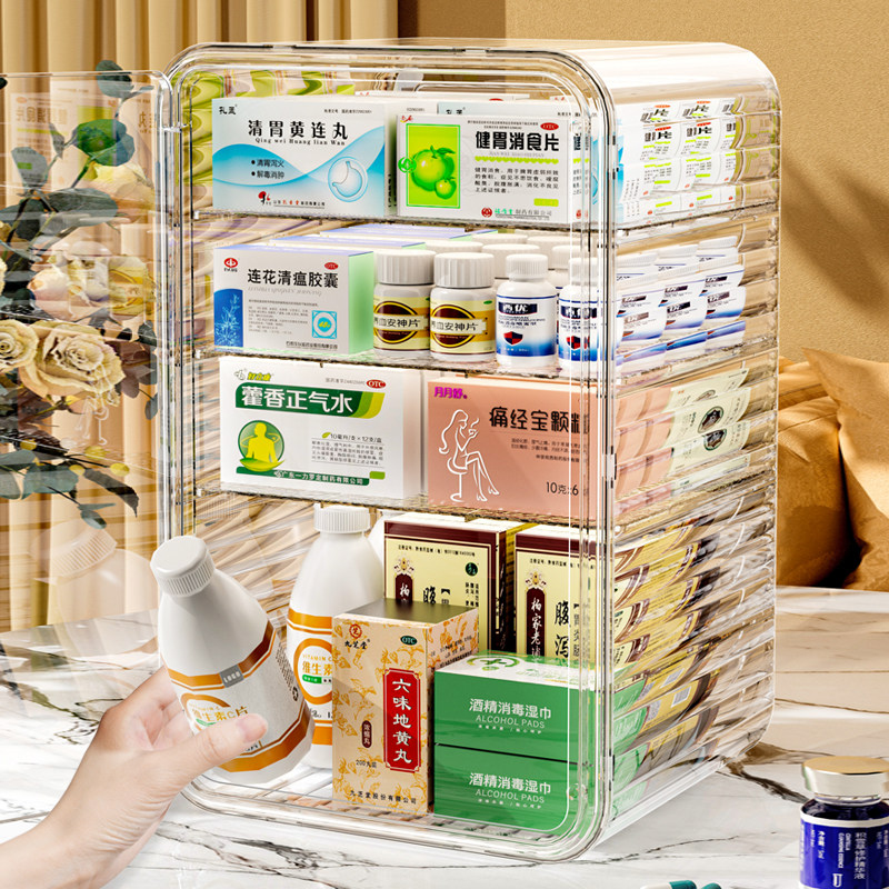 Medicine Box Home Medicine containing box Home Large-capacity drug containing box Medical containing cabinet finishing storage-Taobao